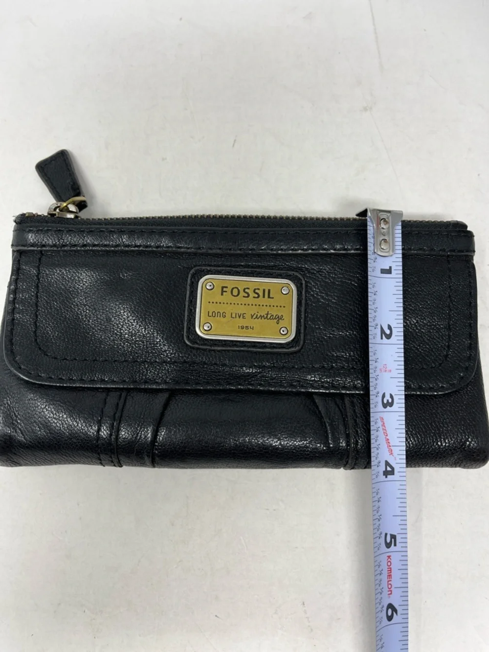 FOSSIL LONG LIVE VINTAGE 1954 Black Genuine Leather Emory Wallet Organizer